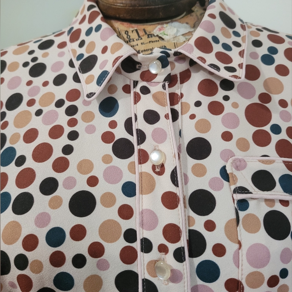 Annah Hariri Rainbow Polka Dot Pleated Long Sleeve Maxi Dress Size 8 - Picture 12 of 16